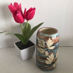 Handmade Pottery Fall Autumn Leaves Hand Glazed